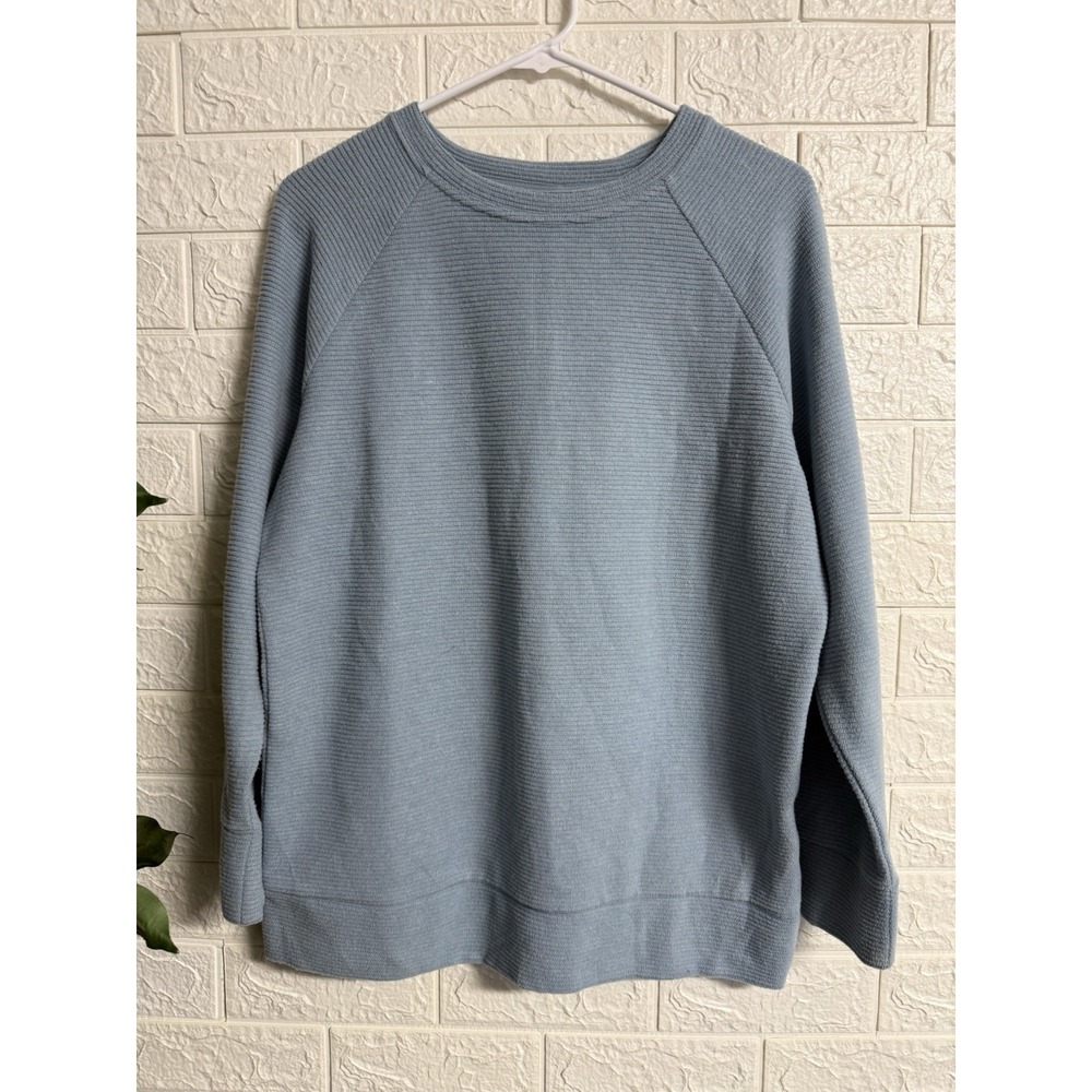 Gerry Womens Blue Ribbed Long Sleeve Crew Neck Pullover Sweatshirt DG9624 M